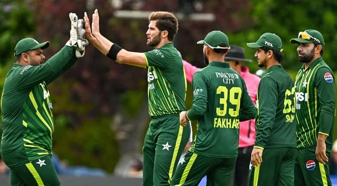 Pakistan cricket team in green jerseys, ready to dominate the T20 World Cup 2024 with their exceptional talent.